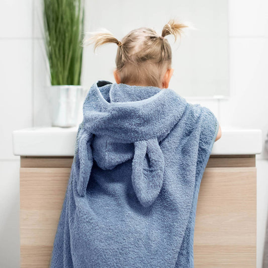 Rabbit Bath Poncho: Dusty Blue