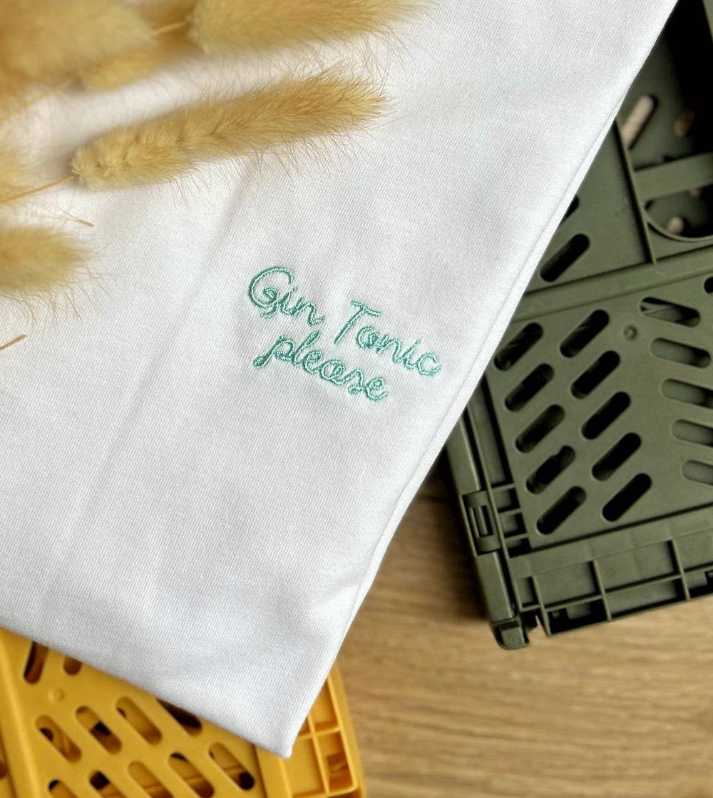 Embroidered T-shirt 'Gin Tonic Please'