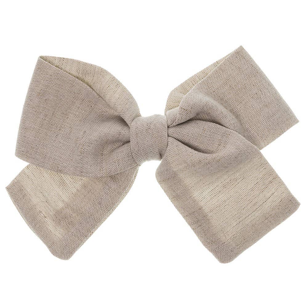 Linen Duck Clip Bow: Beige