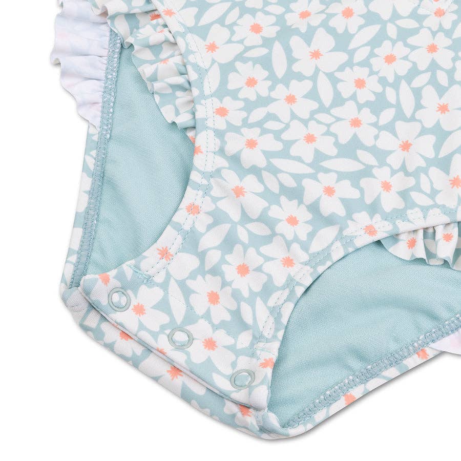 Floral Sleeved Girls Swimsuit