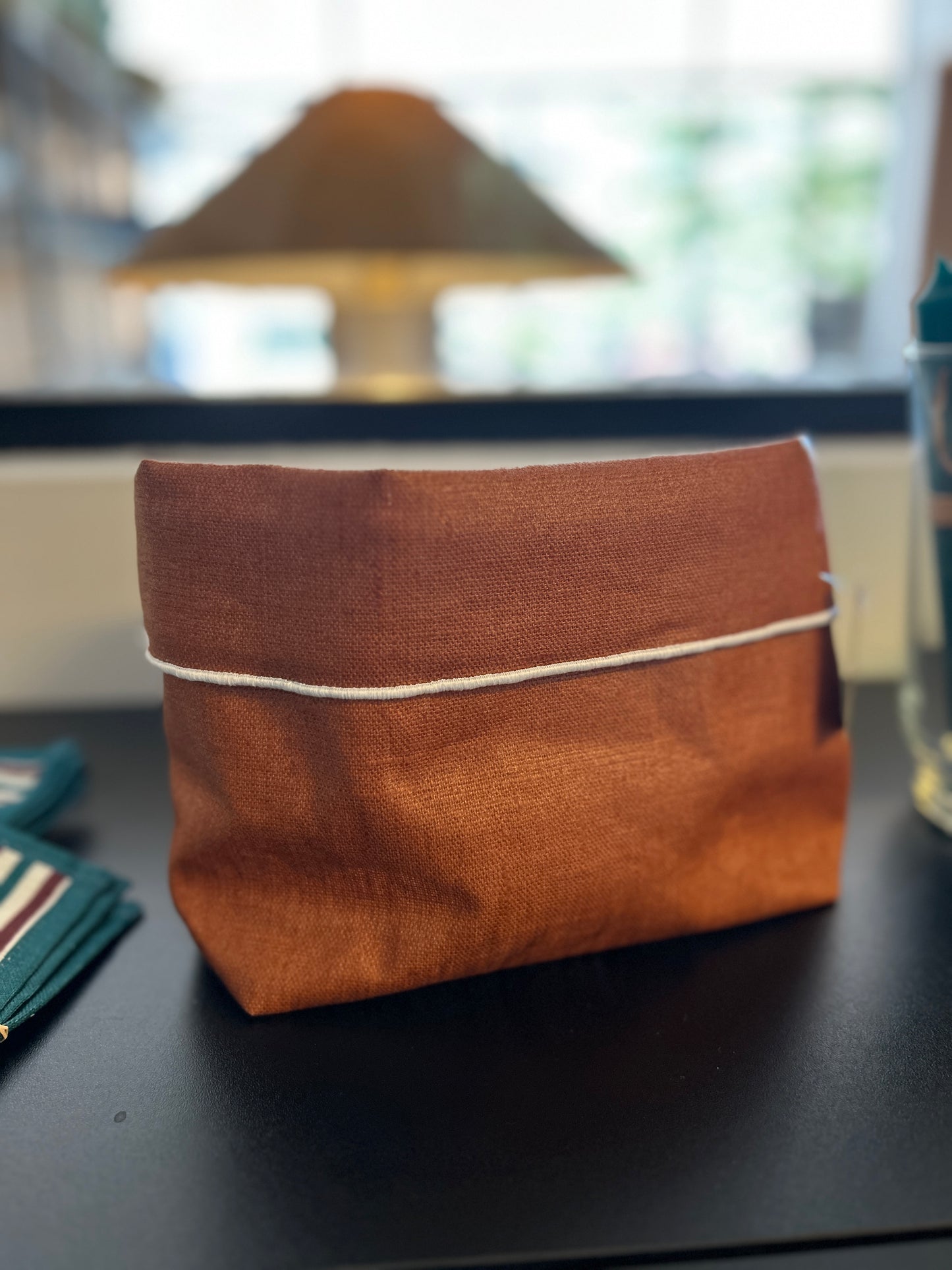 Large Linen Basket: Cognac
