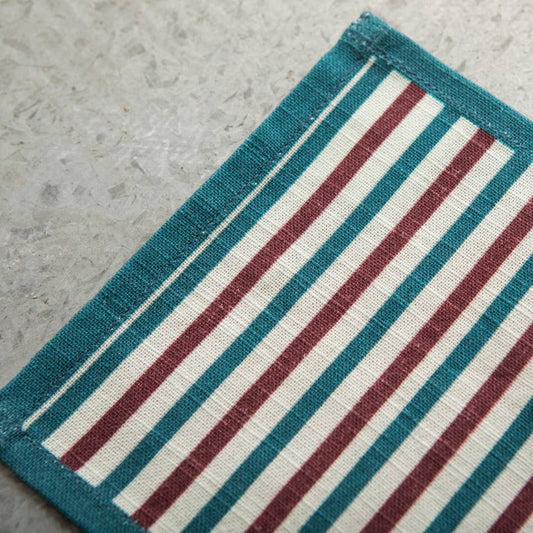 Stripe Cocktail Napkin Set: Aubergine Teal
