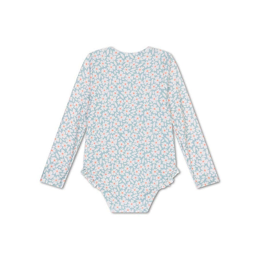 Floral Sleeved Girls Swimsuit