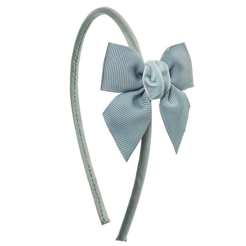 Grosgrain & Velvet Bow Hairband: Moss