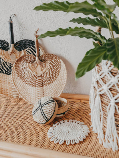 Woven Brown & Natural Fan