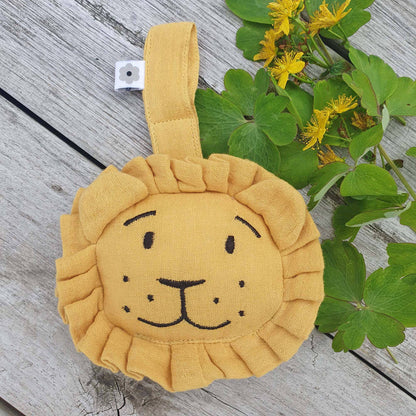 Organic Soft Hanging Rattle Lion Ochre