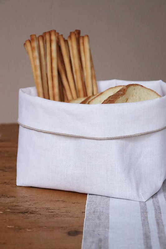 Large Linen Basket: White