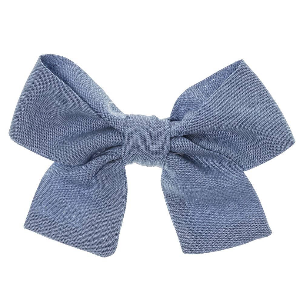 Linen Duck Clip Bow: French Blue