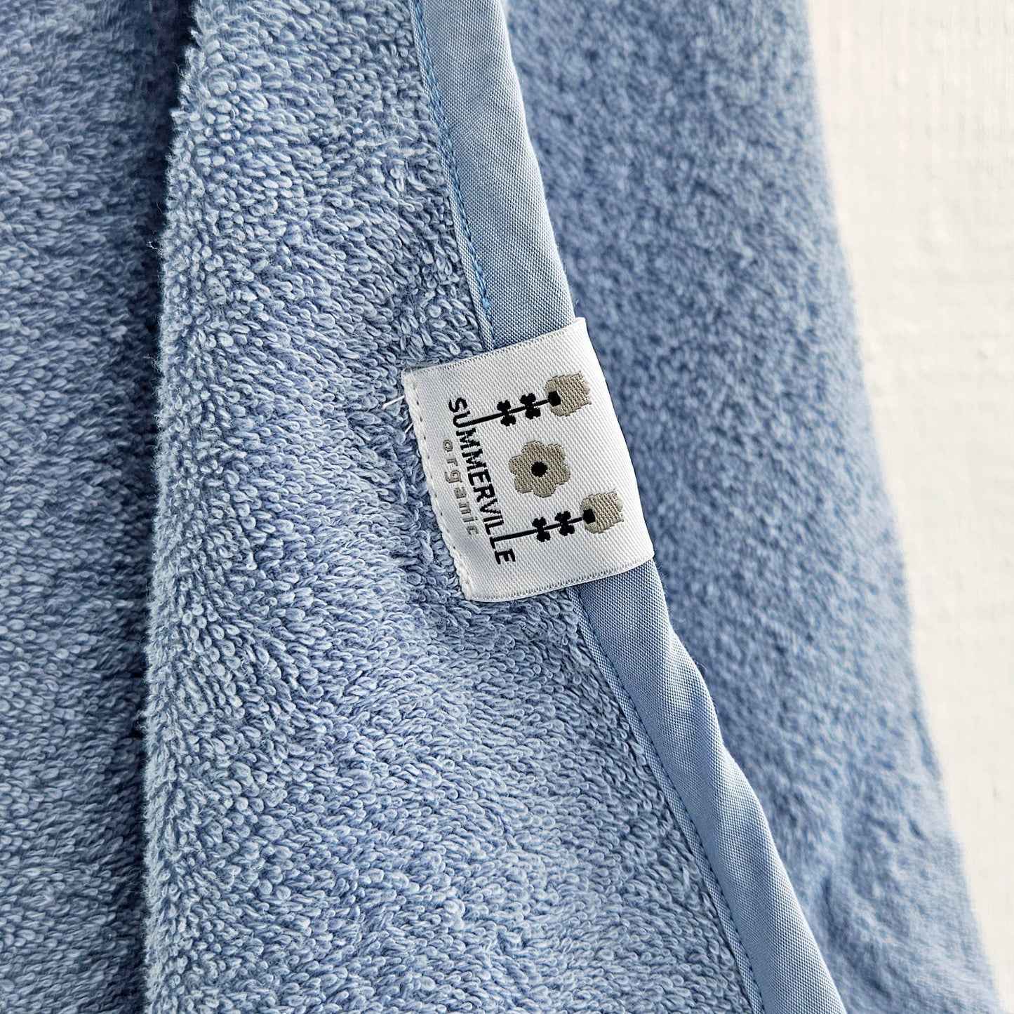 Organic Rabbit Hooded Baby Towel: Dusty Blue