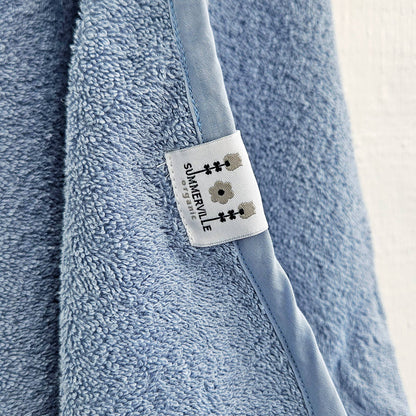 Organic Rabbit Hooded Baby Towel: Dusty Blue