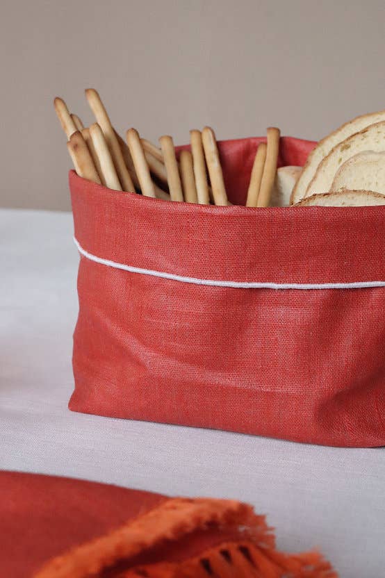 Large Linen Basket: Cherry