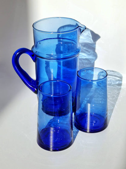 Conical Moroccan Blue Beldi Glass