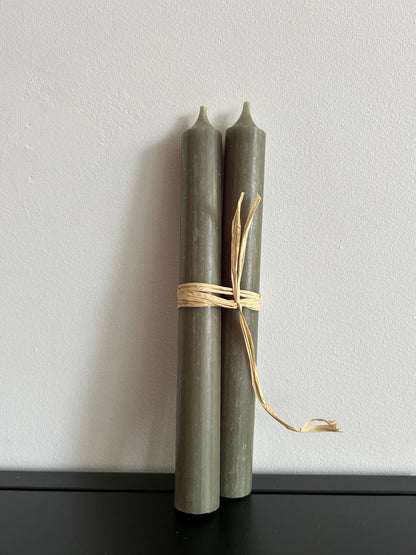 Dinner Candle Set: Olive Green