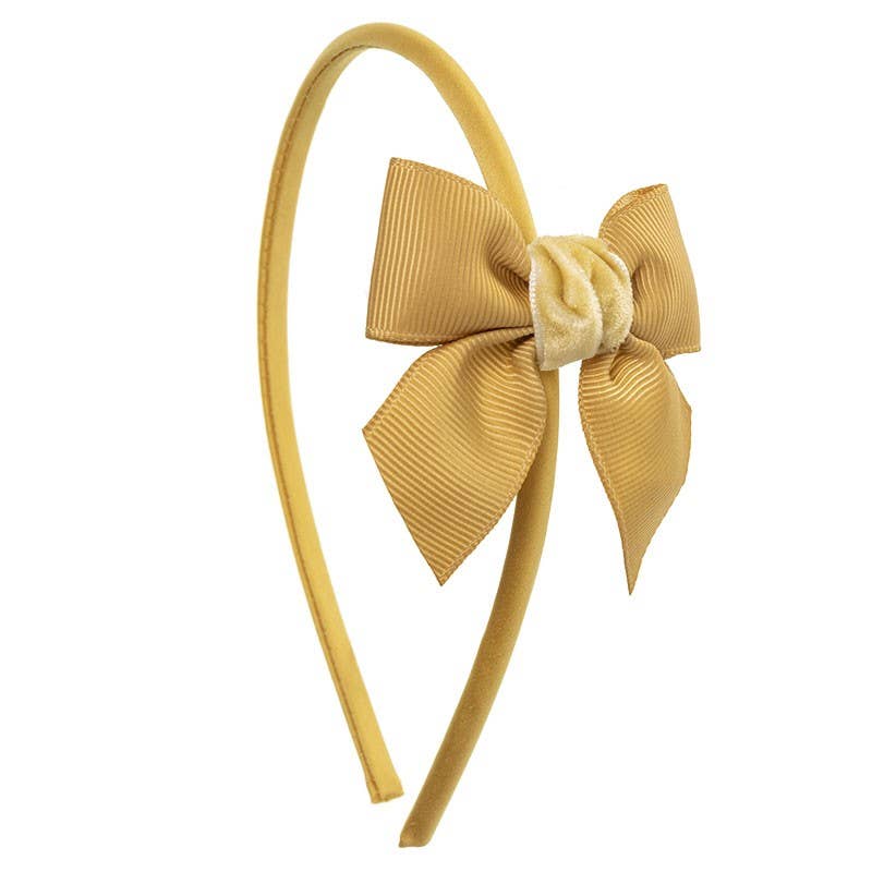 Grosgrain & Velvet Bow Hairband: Yellow