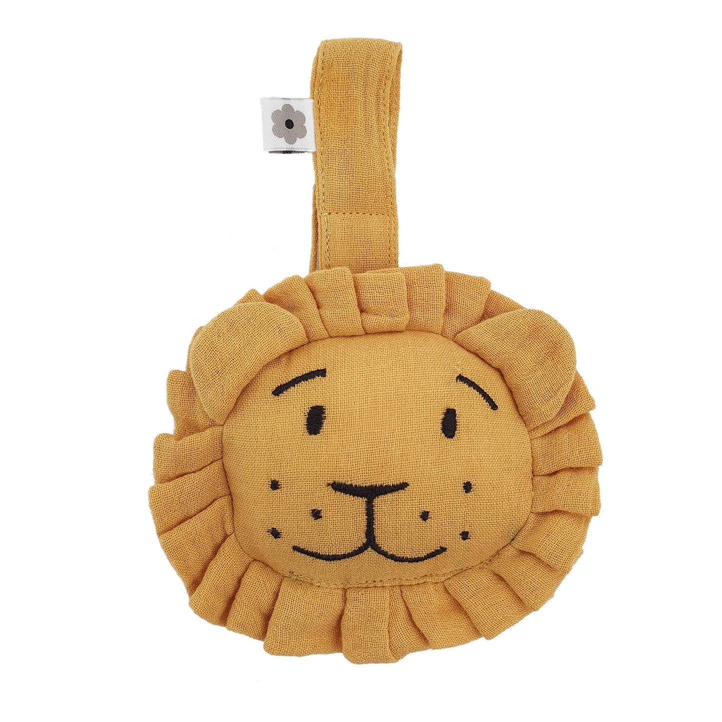 Organic Soft Hanging Rattle Lion Ochre