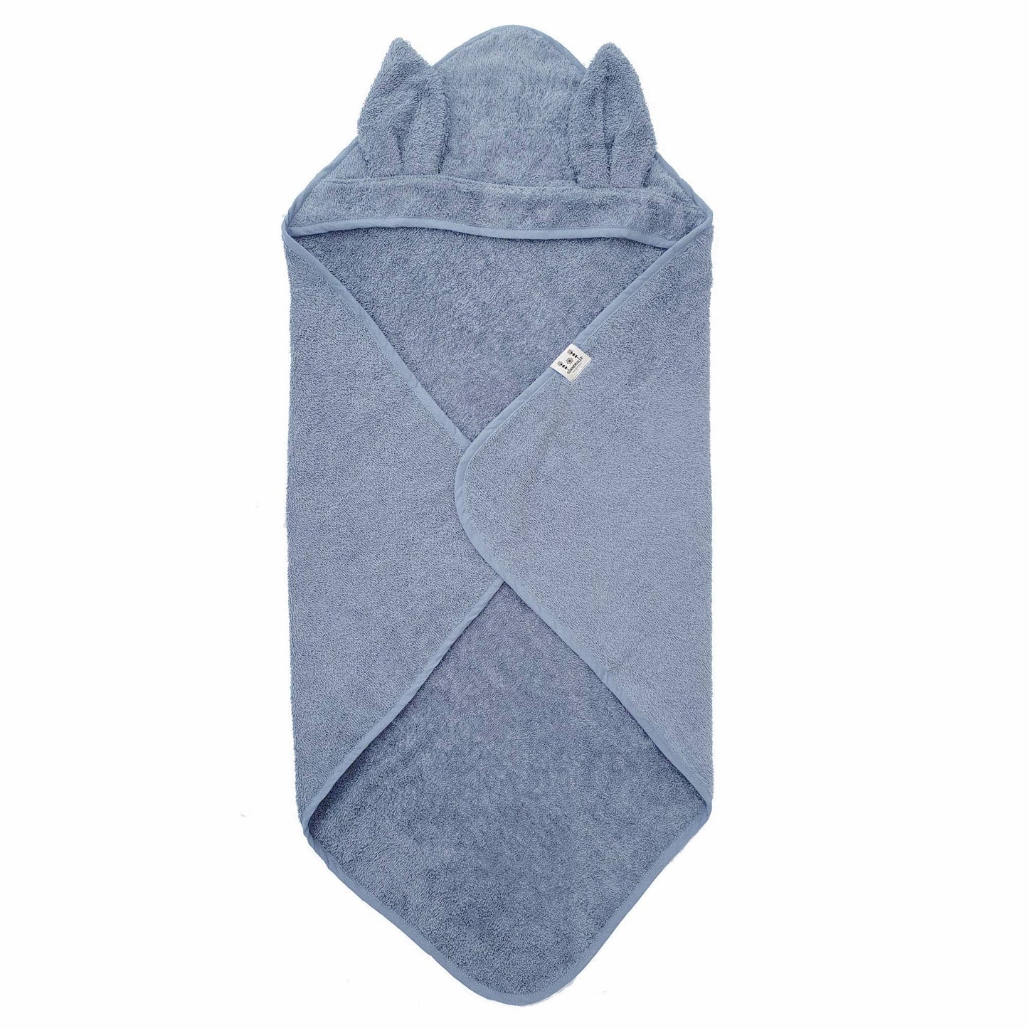 Organic Rabbit Hooded Baby Towel: Dusty Blue